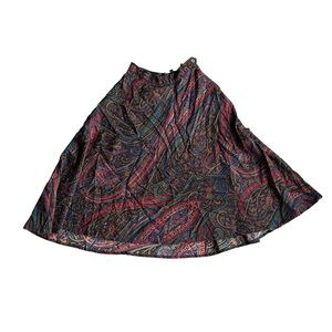 Ralph Lauren vintage paisley Black and Red A-Line Wool Midi Skirt size 8
